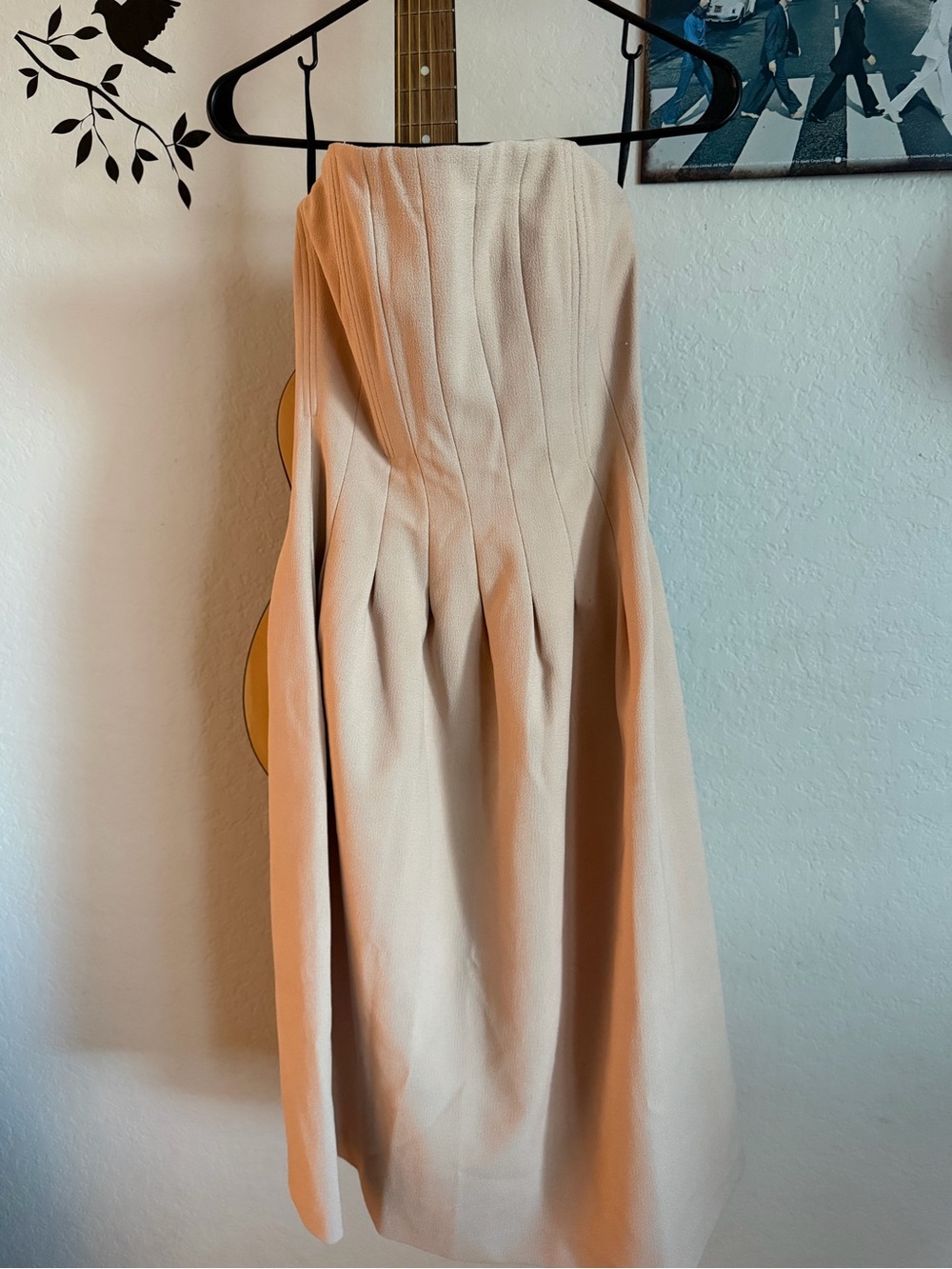 H&M Strapless Pleated Blush Pink or Cream Midi Dress